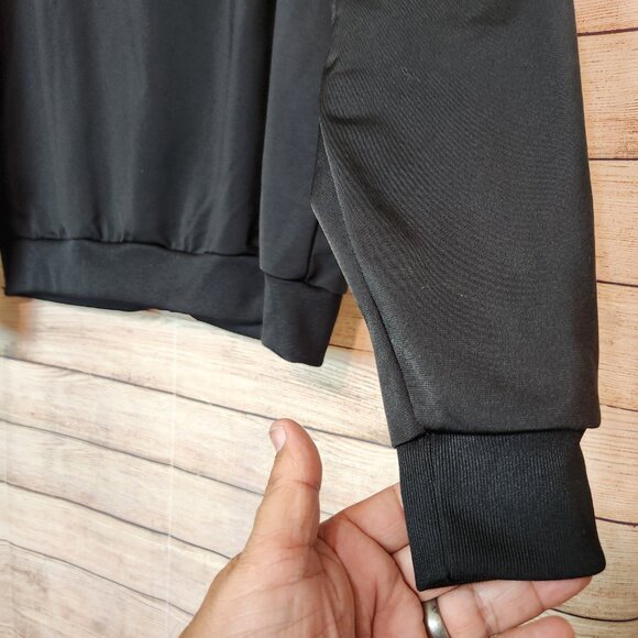 Men’s Large Adidas Track Jacket Black White Zipper Pockets Logo RN 88387 - Picture 16 of 16